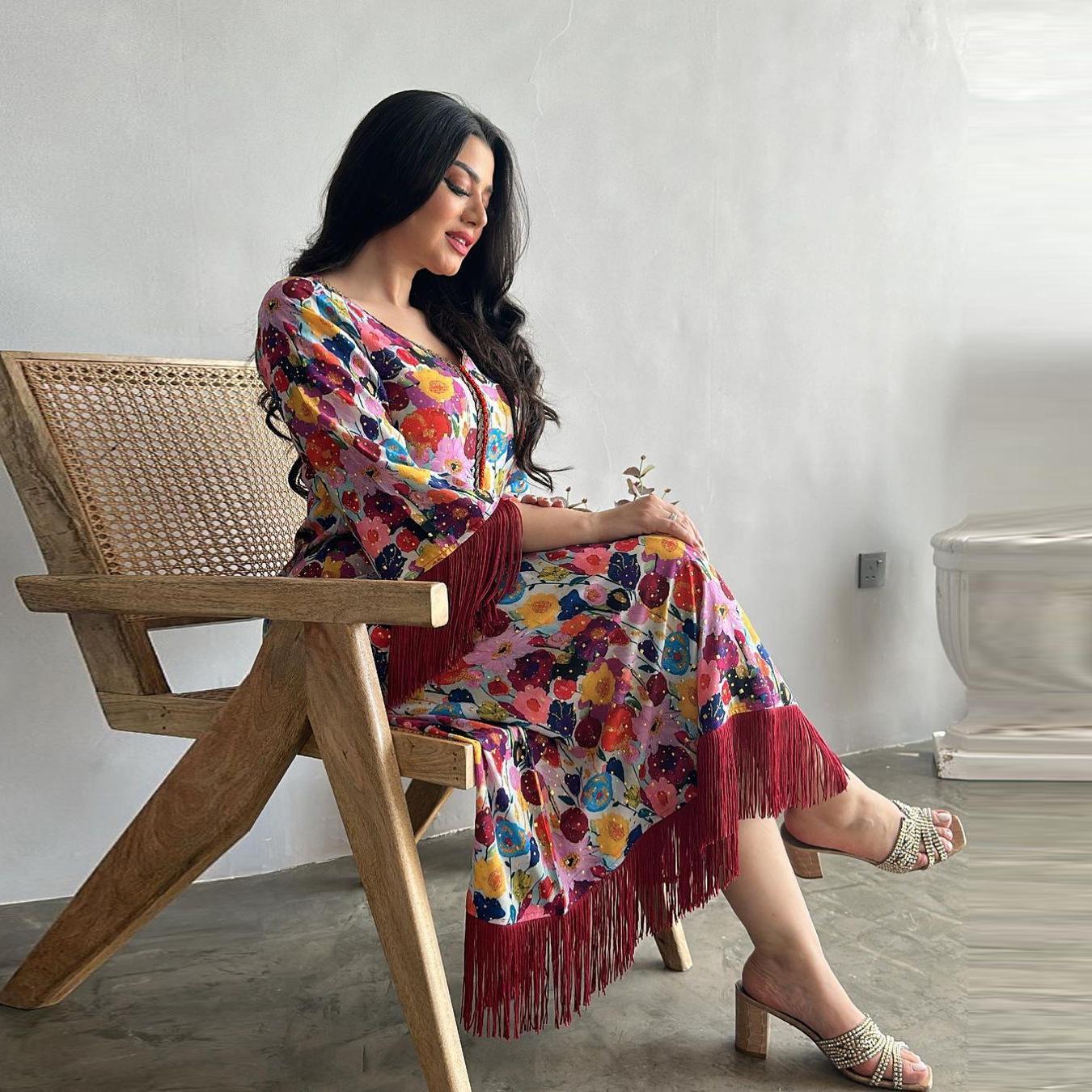HAYA HAYA1080 Printed Casual Muslim Abaya