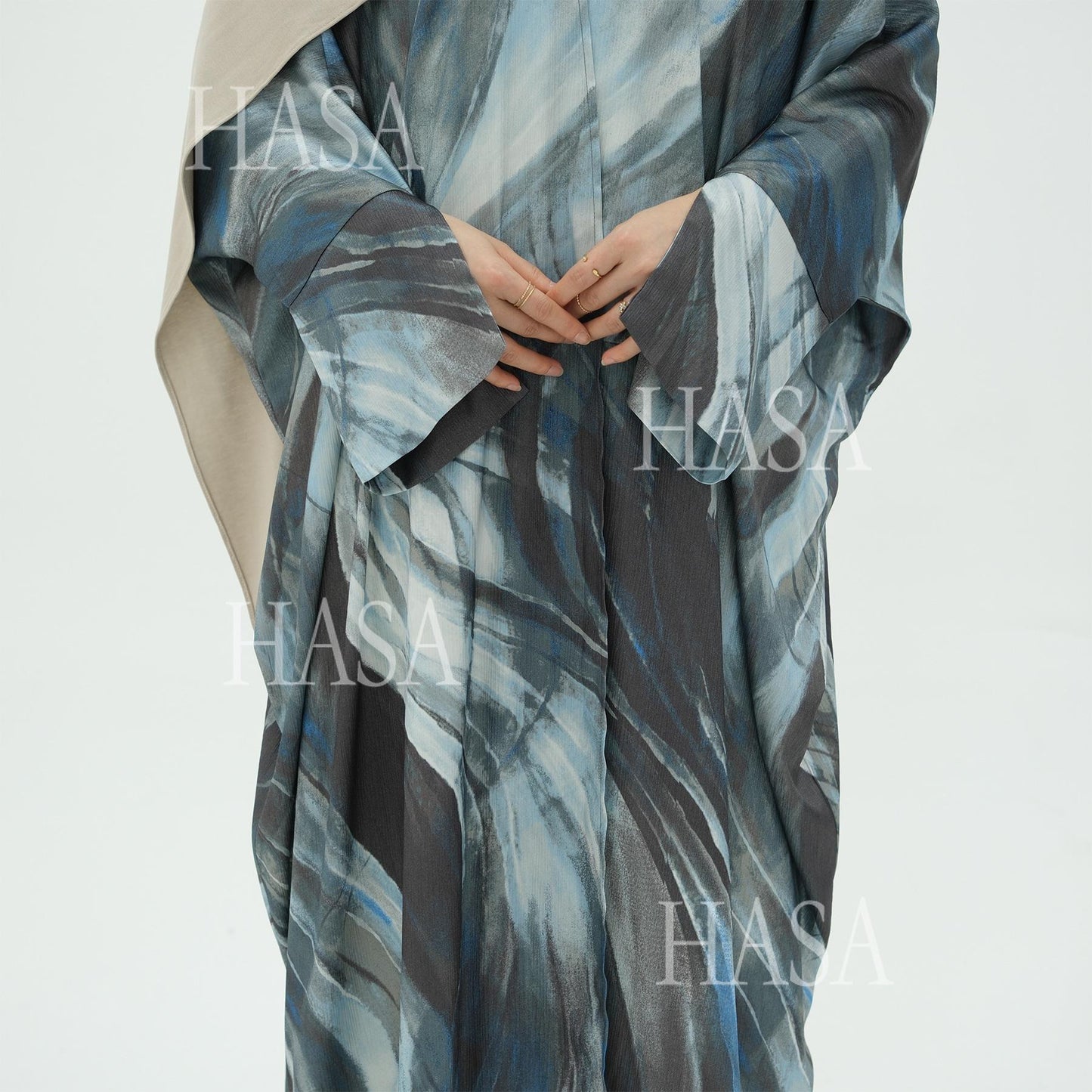 HA6509 Abstract Printed Loose Abaya (Headscarf Not Included)