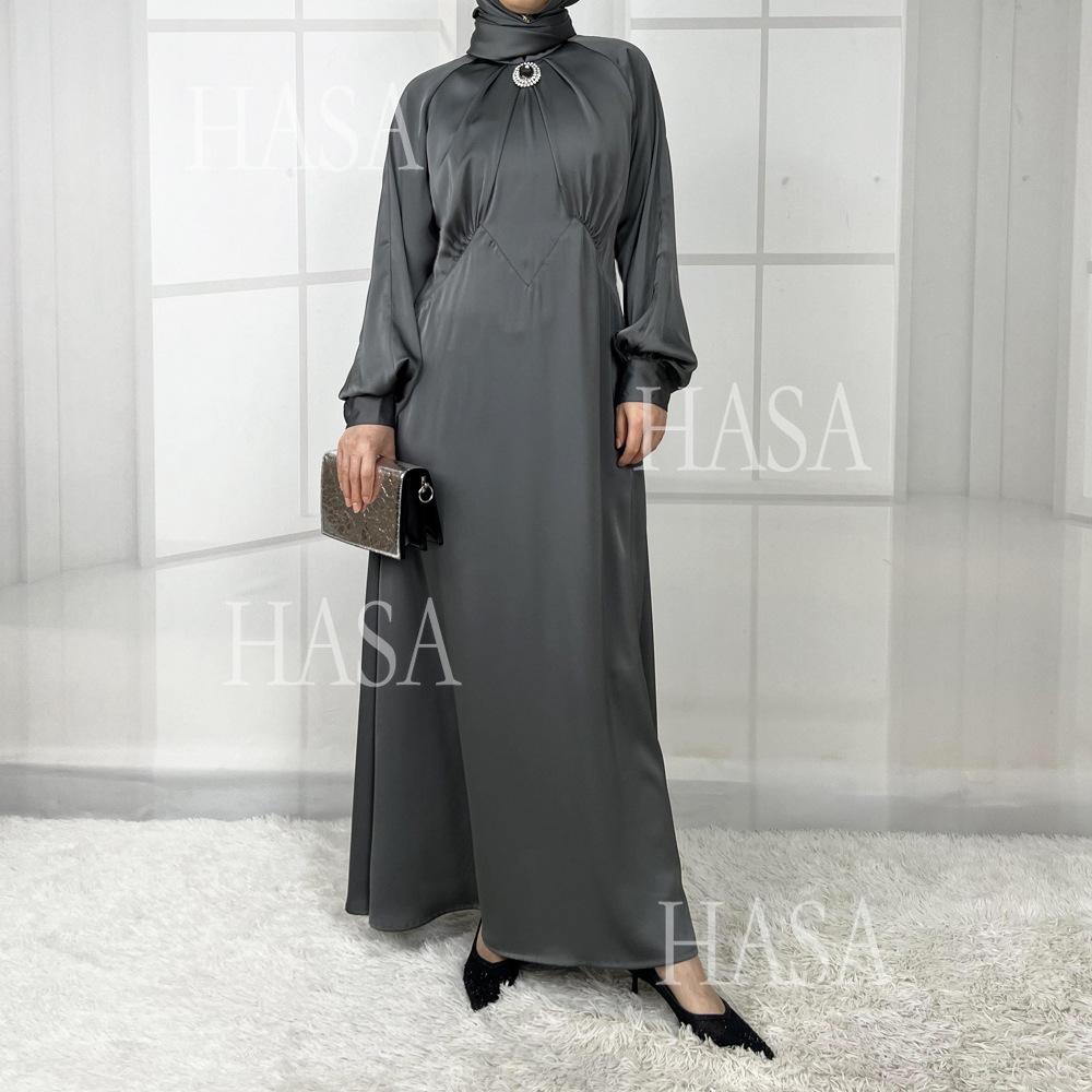 HS5859 High-end Silk Satin Robe (headscarf Not Included), Elegant Design Exudes Luxurious Texture