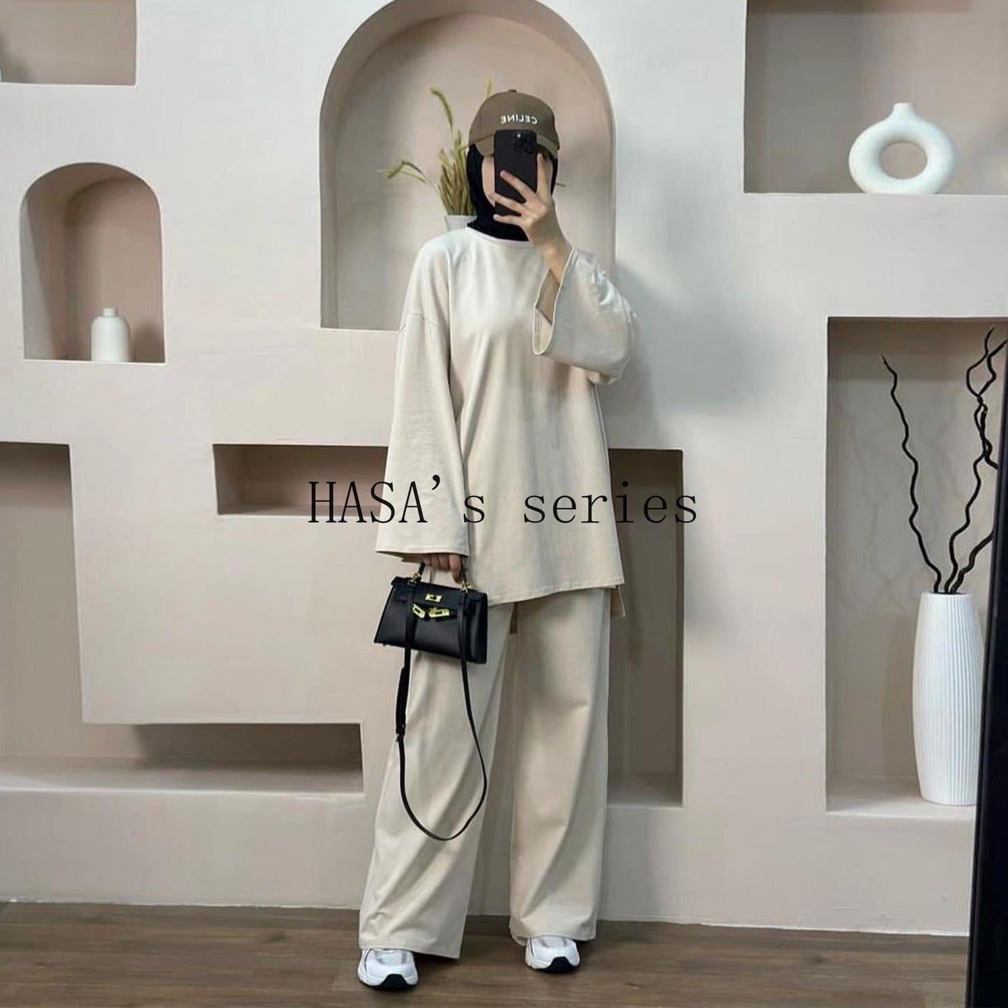 HA5488 Fashionable and Comfortable Loose Two-piece Suit - Simple Solid Color Design two  piece co  ords