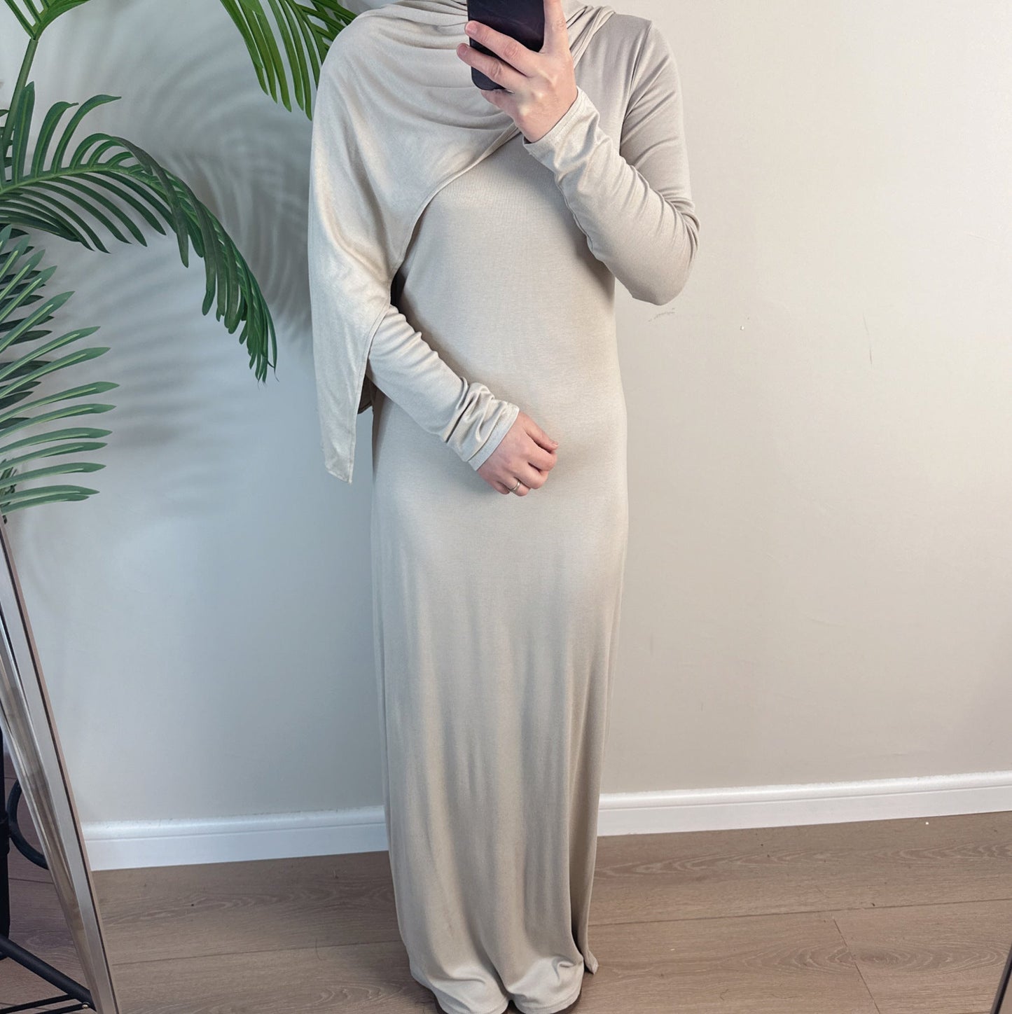 HA6565 Basic Solid Color Modal Cotton Long Dress