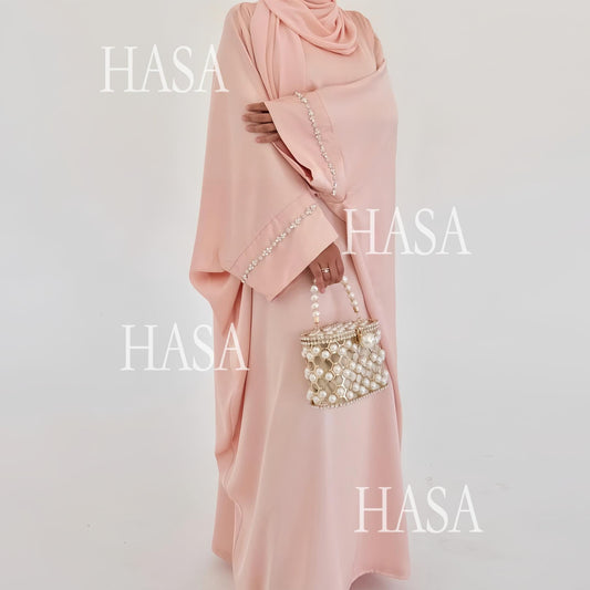 HA5882 A Cardigan Dress with Exquisite Hot Diamond Embellishment and Elegant Details closed abayas