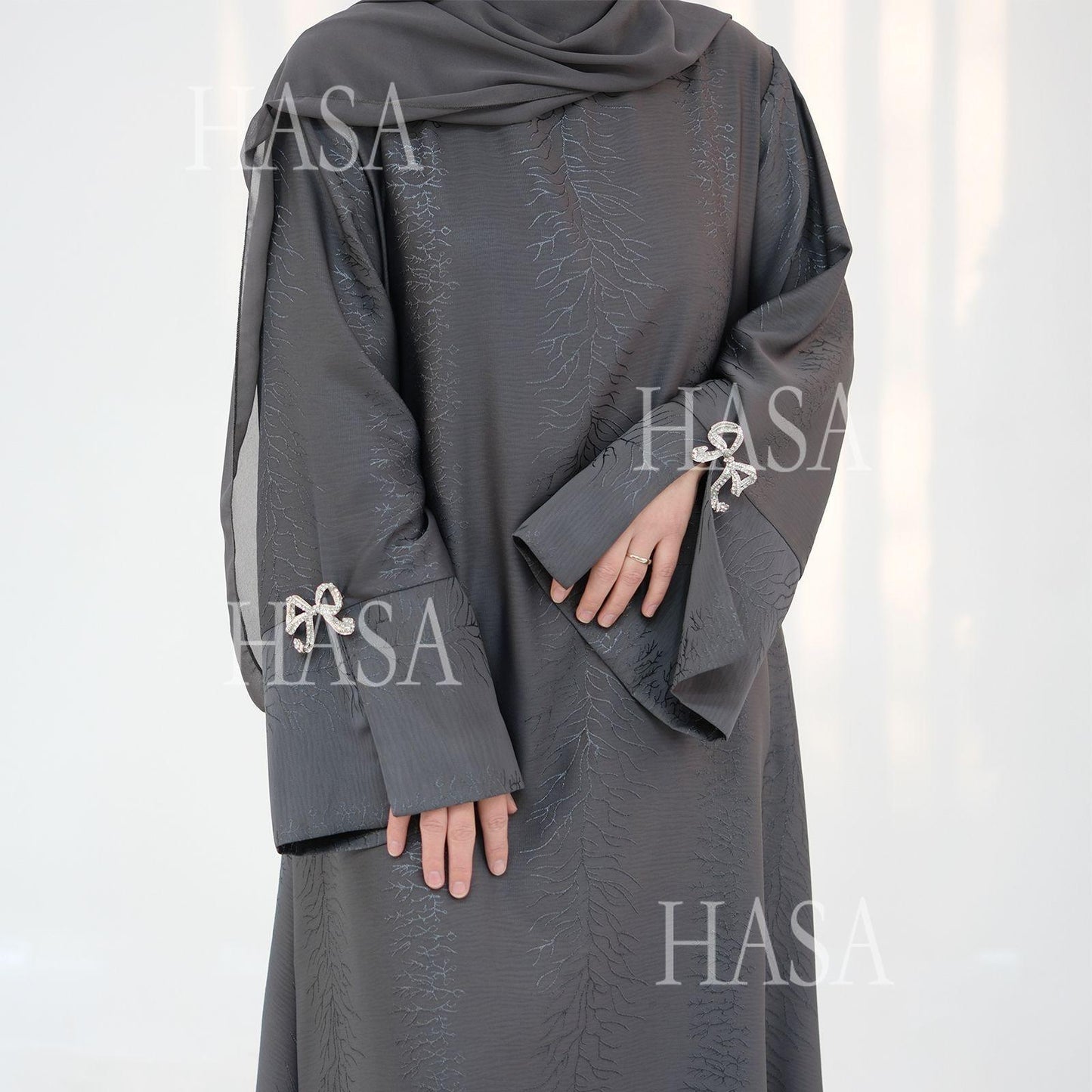 HA5867 Bow-knot Cuff Long Skirt | Elegant and Radiant