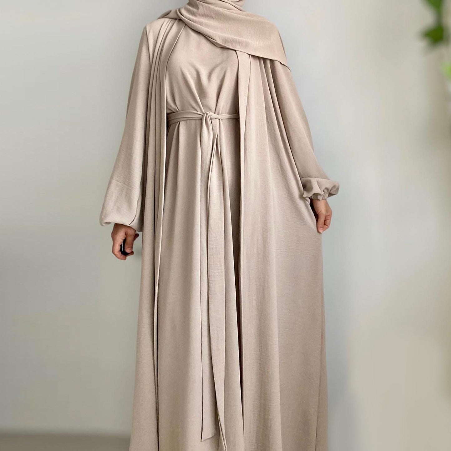HAYA HAYA0995 3pcs Cardigan+without  Sleeves Inner Dress+Hijab