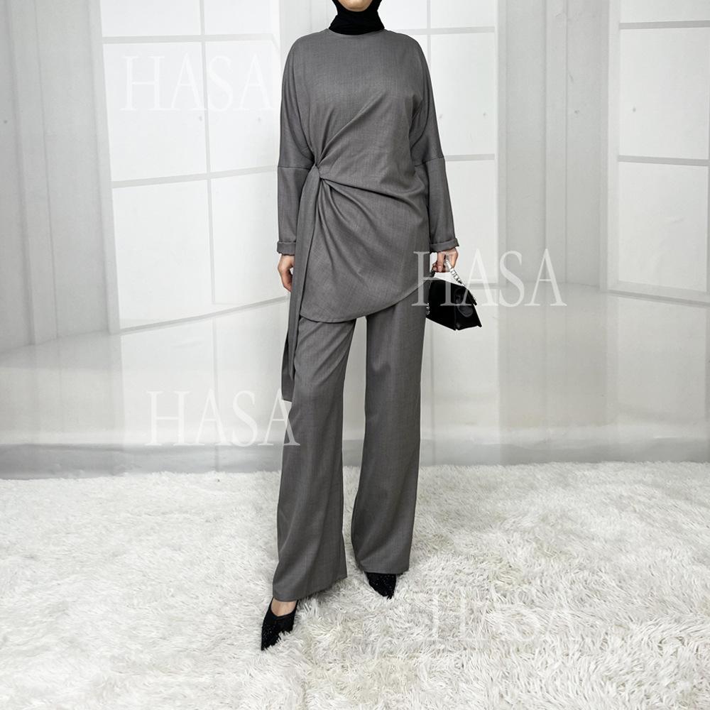 HS5856 High-end Imitation Linen Two-piece Suit (excluding Headscarf), Fashionable and Comfortable New Experience