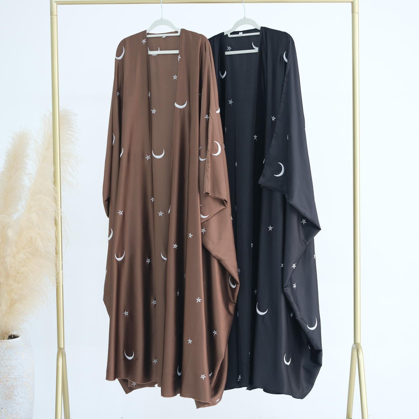 HAYA HA1171 Moon Embroidered Robe Kaftan Abaya