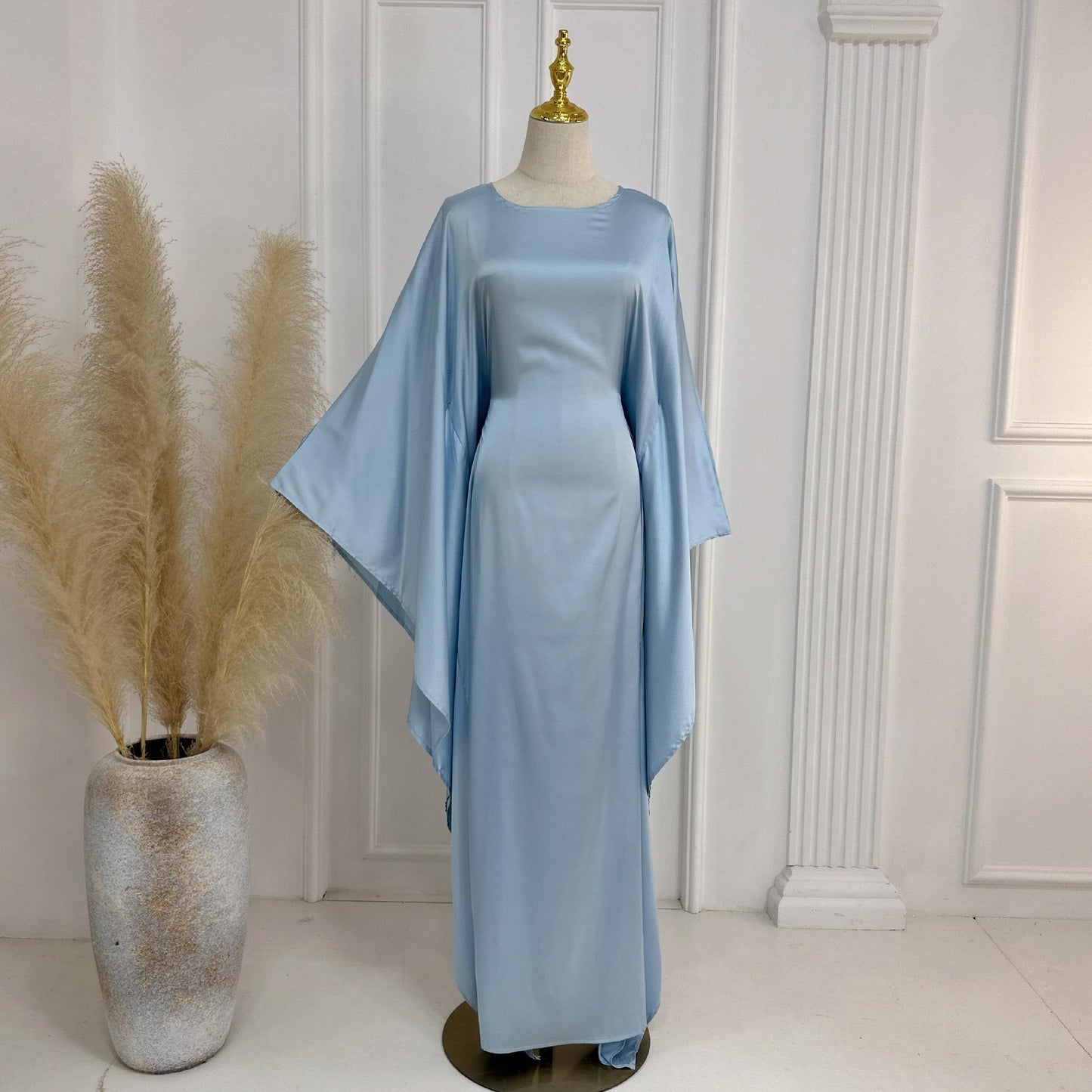 HA1504 Satin Batwing Sleeve Kaftan with Inner Belt