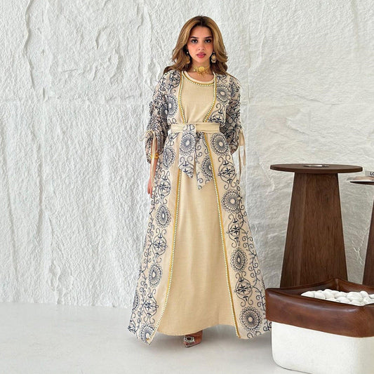 HA6653 Embroidered Robe Two-piece Set, Elegant and Lightweight Design.