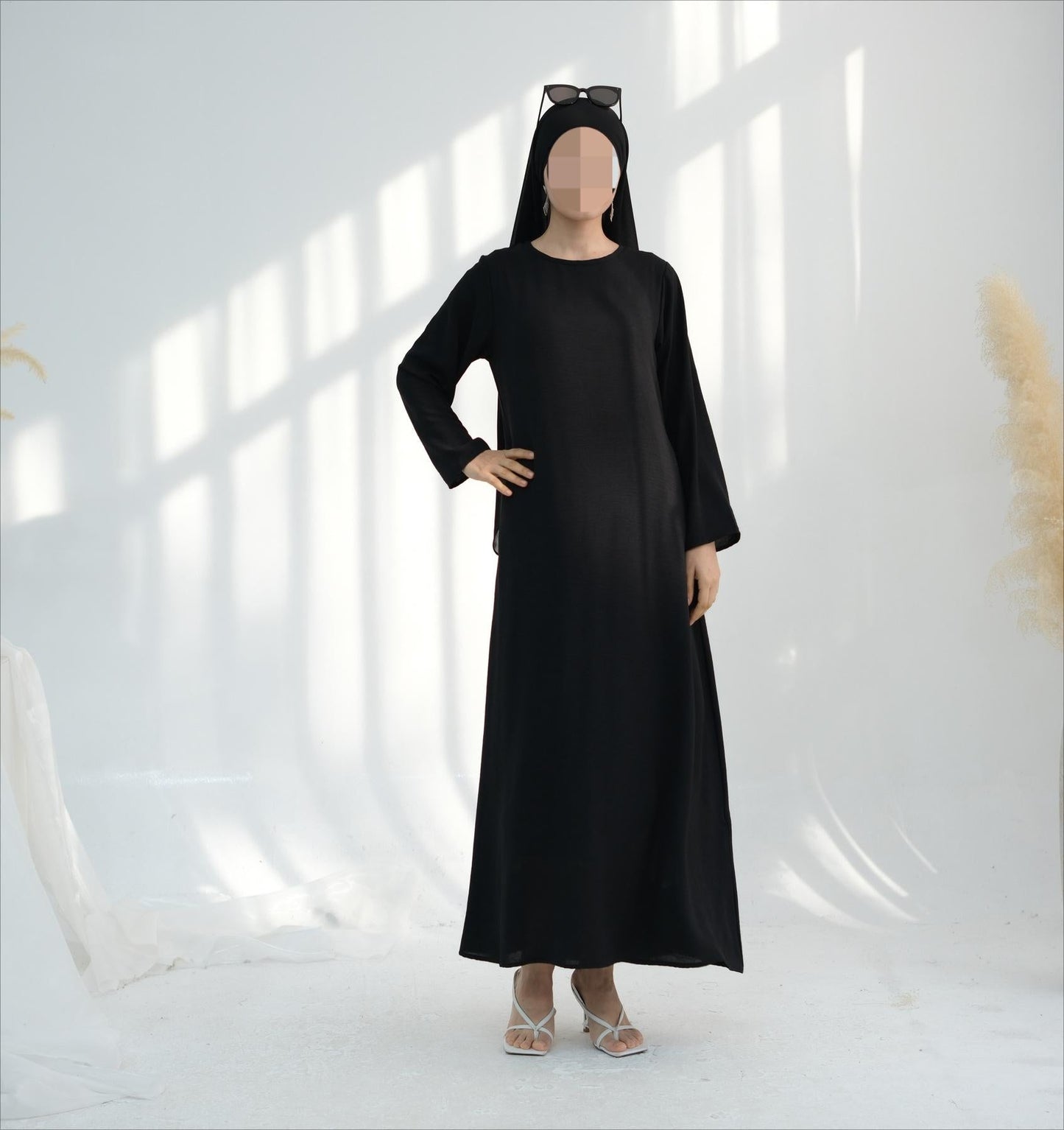 HA6513 Double-layered sleeve chiffon cardigan two-piece robe abaya (headscarf not included)