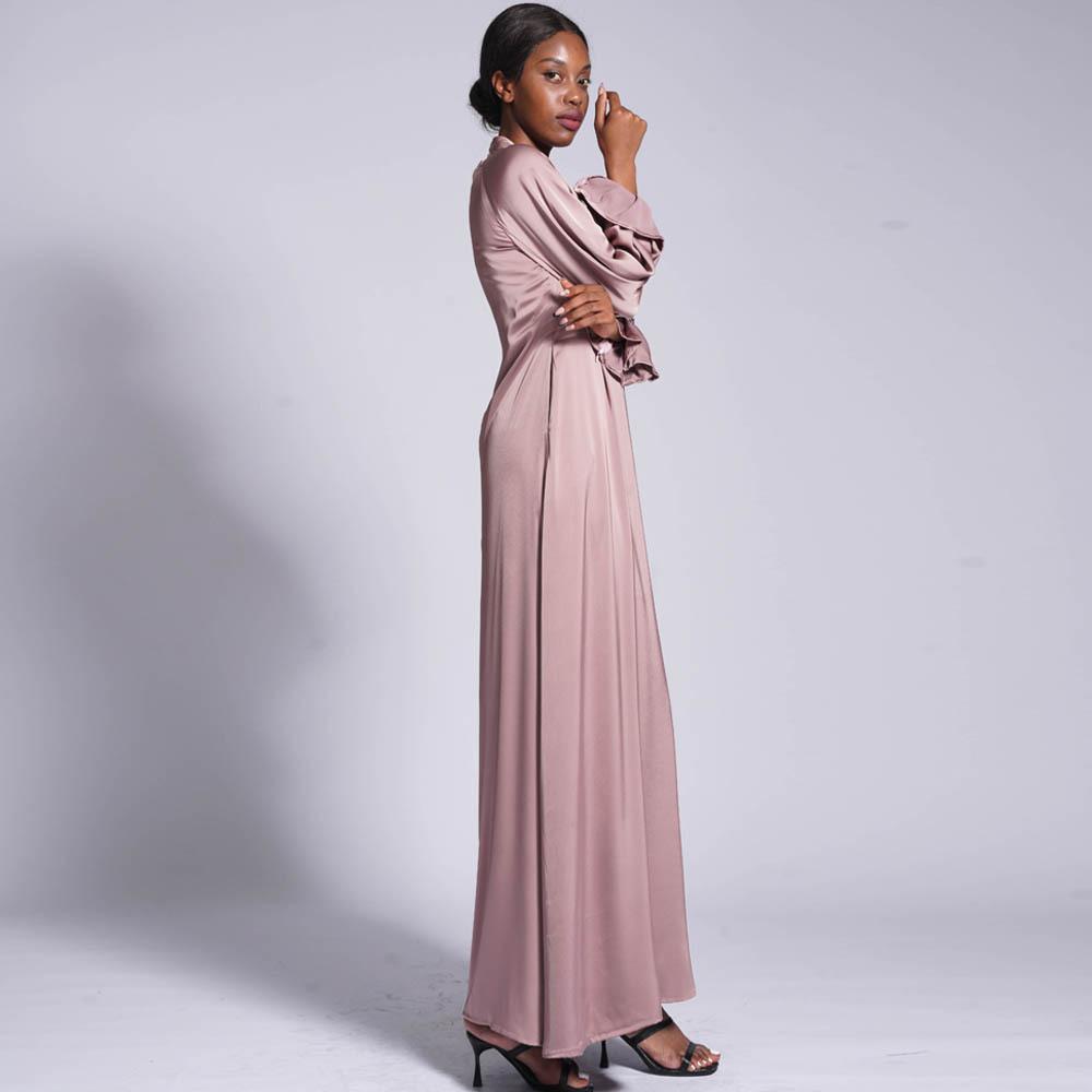 HAYA HAYA0436 Diamond Buckle Long Solid Loose Dress