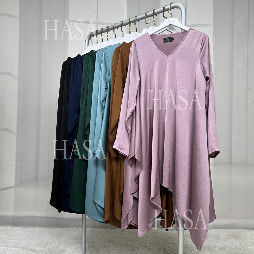 HS5854 High-end crepe linen two-piece robe, irregular design shows fashion(Headband not included)