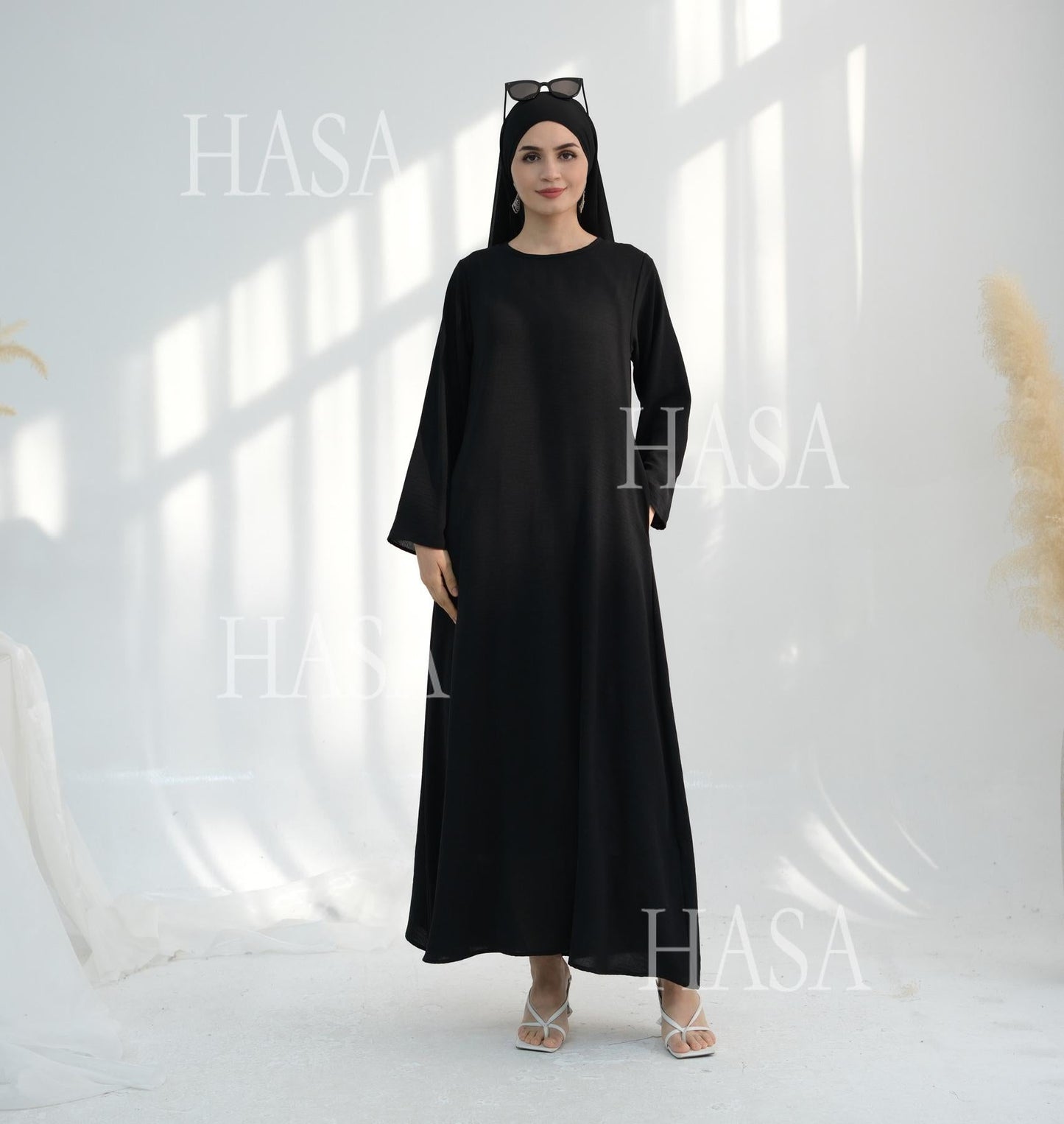 HA6513 Double-layered sleeve chiffon cardigan two-piece robe abaya (headscarf not included)
