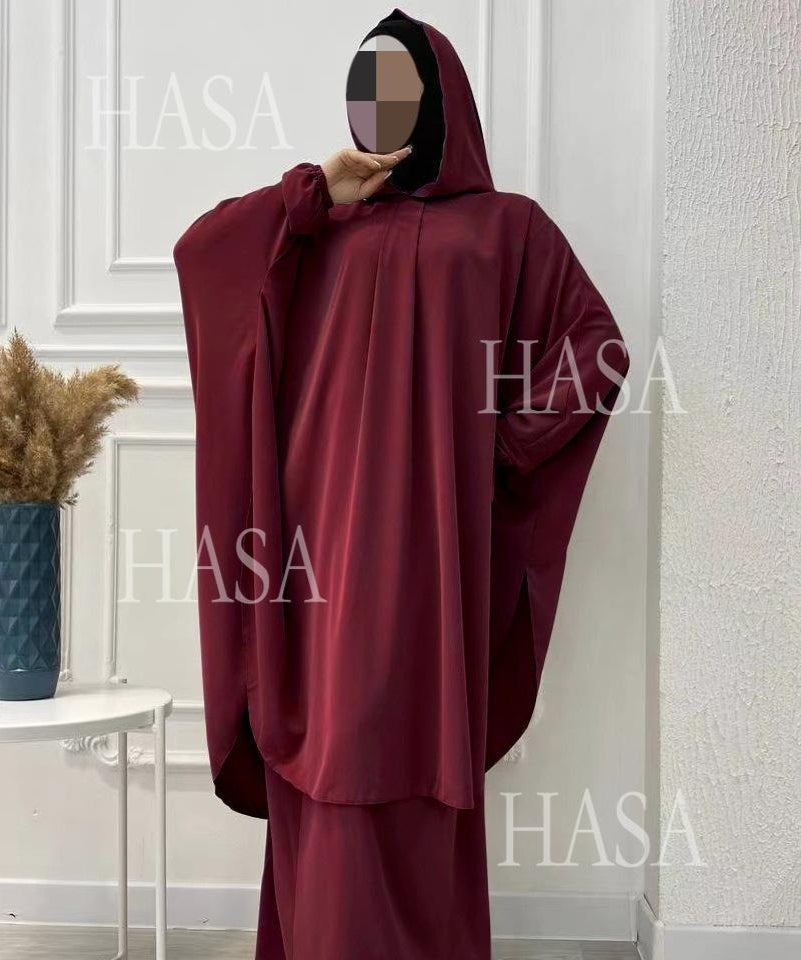 HA6583 Solid Color Long Robe Dress with Wide Swing Design