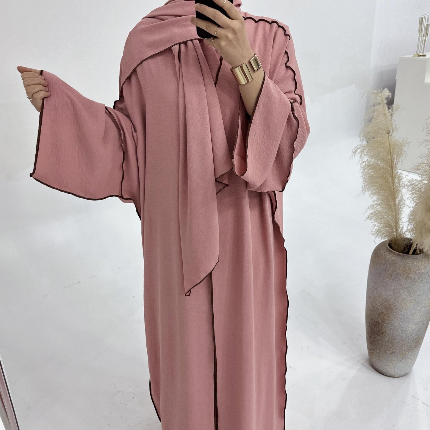HAYA HA1182 3pcs Set Crepe Inner Dress and Cardigan and Hijab