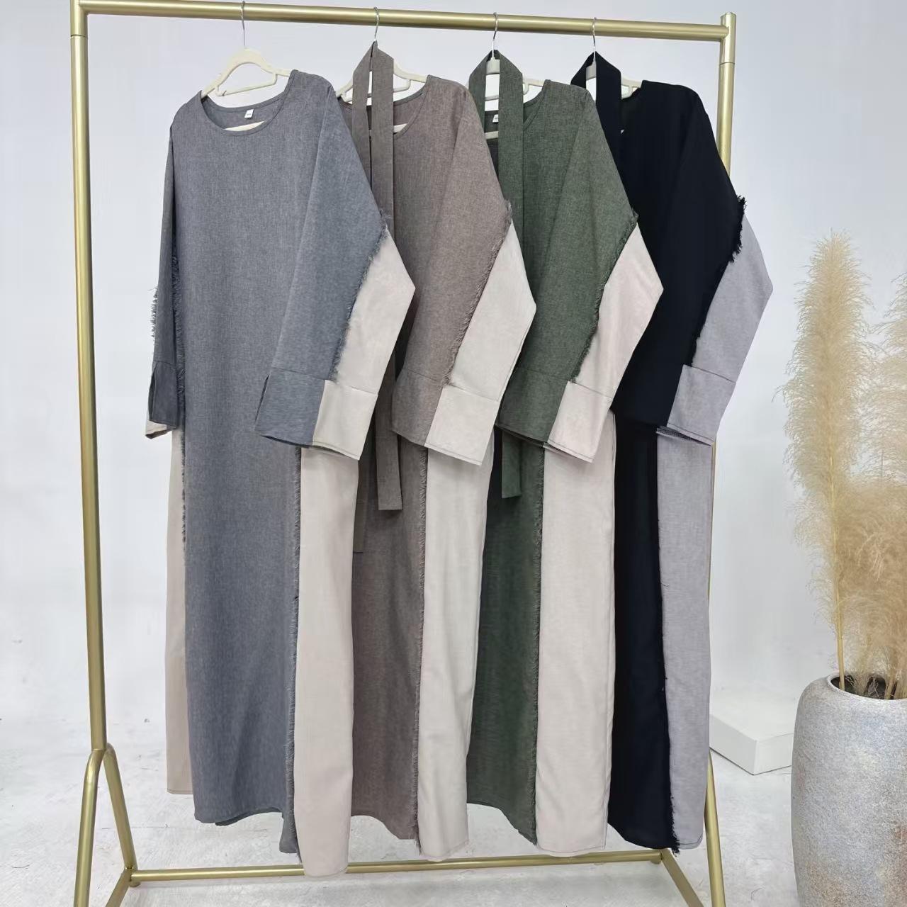 HA5508 Elegant patchwork robe - lightweight and comfortable, showing fashion taste plain casual dress