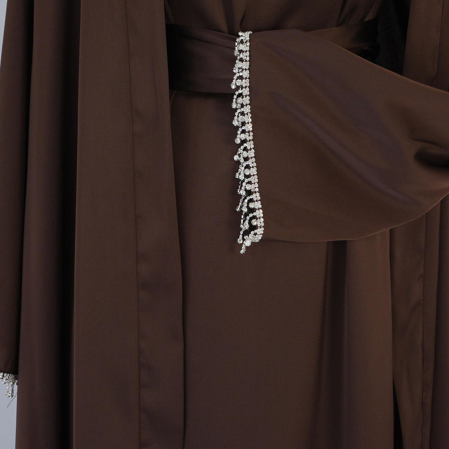 HAYA HAYA1047 1pcs Solid Color Beaded Cardigan Robe