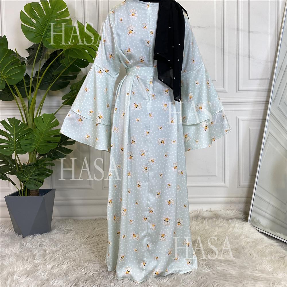 HA6590 Fashionable Printed Loose-fitting Dress with Lace-up Design and Wide Swing