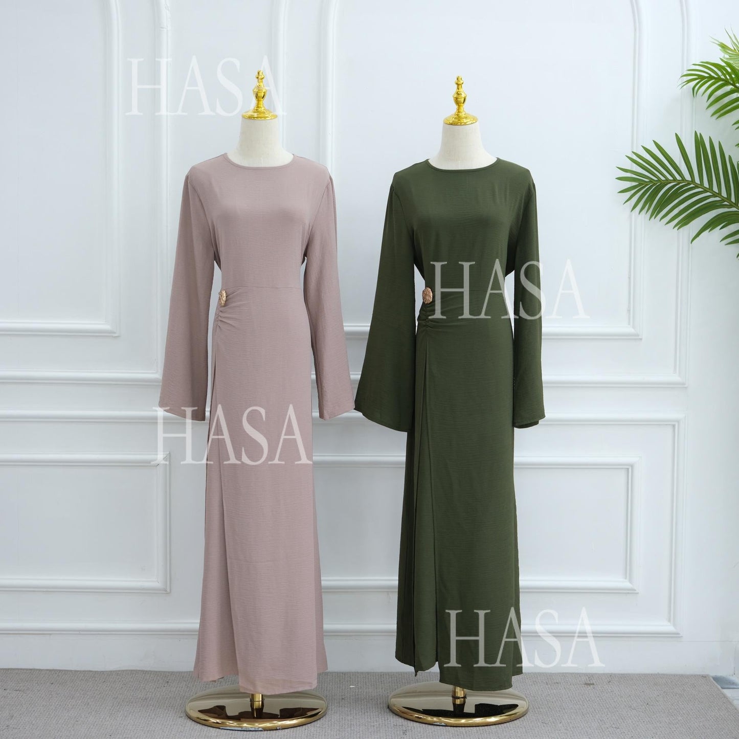 HA6549 Minimalist Abaya with Waist Detail