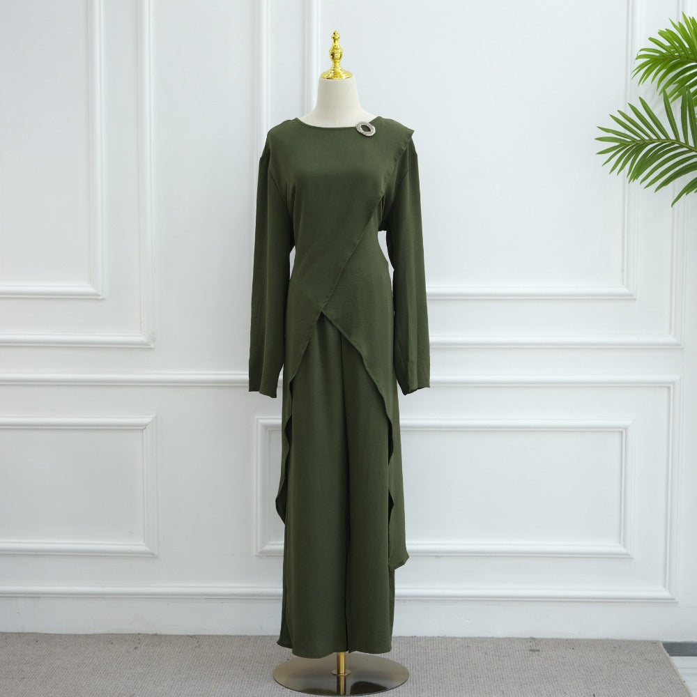 HA6605 Stylish asymmetrical two-piece set (with optional headscarf)