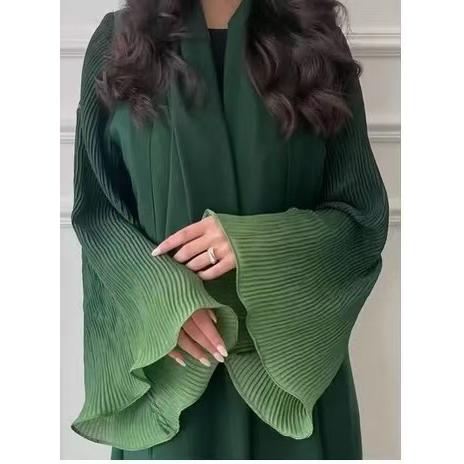 HASASERIES HS6721 Olive Ombre  Green Abaya with Gradient Cuffs