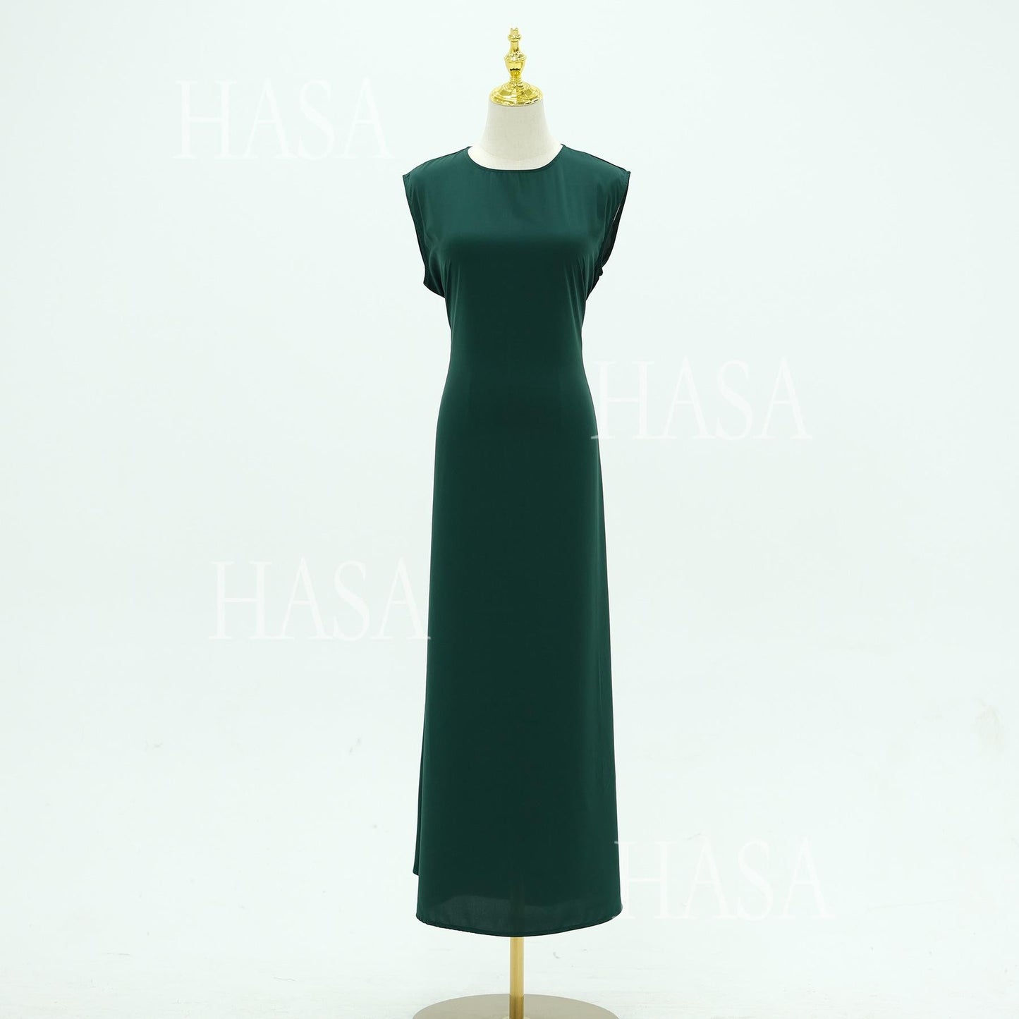 HA6470 Sleeveless Long Dress with Adjustable Back Lacing