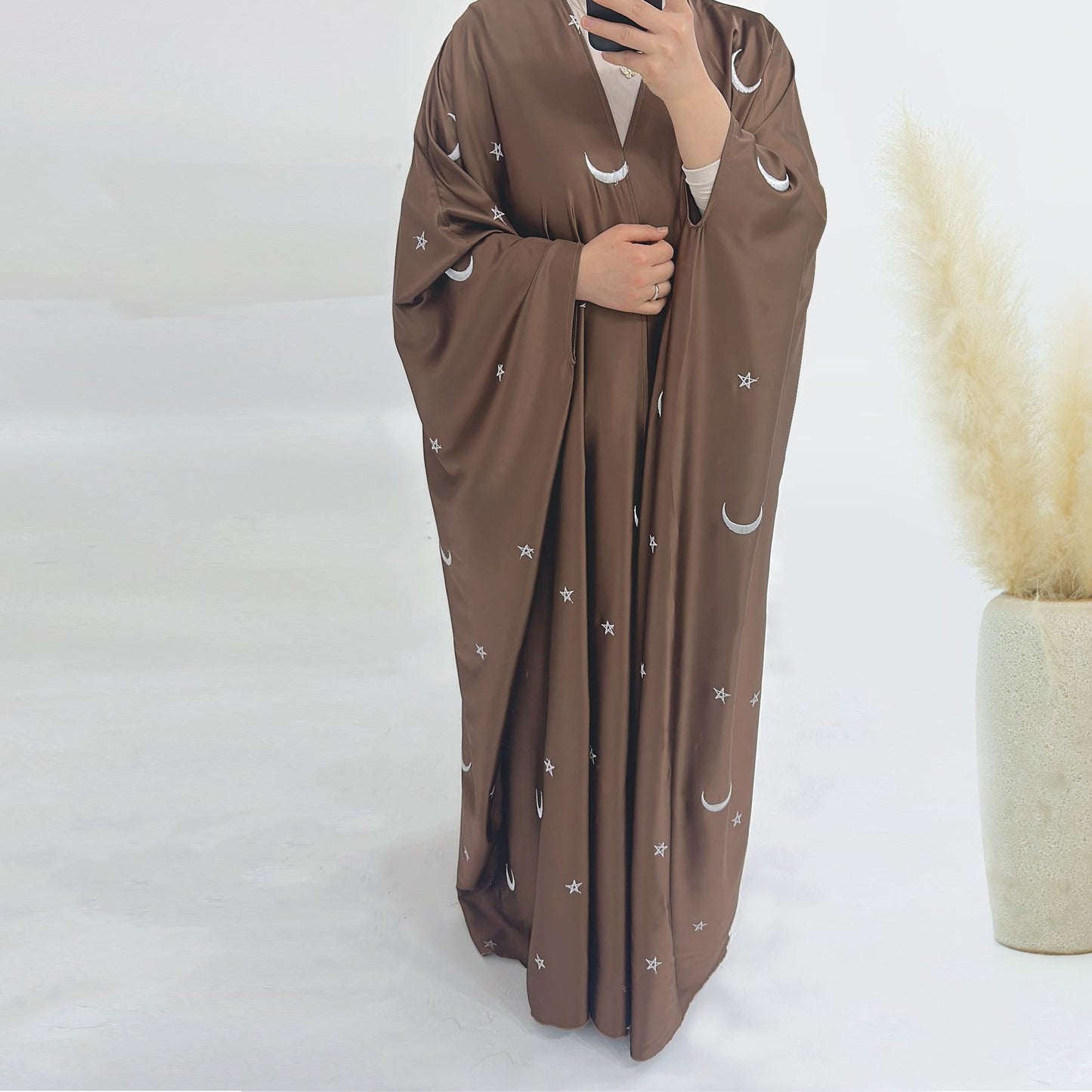 HAYA HA1171 Moon Embroidered Robe Kaftan Abaya