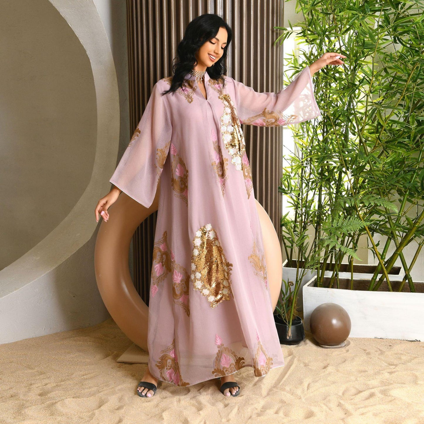 HAYA HAYA0443 Muslim Embroidered Dress