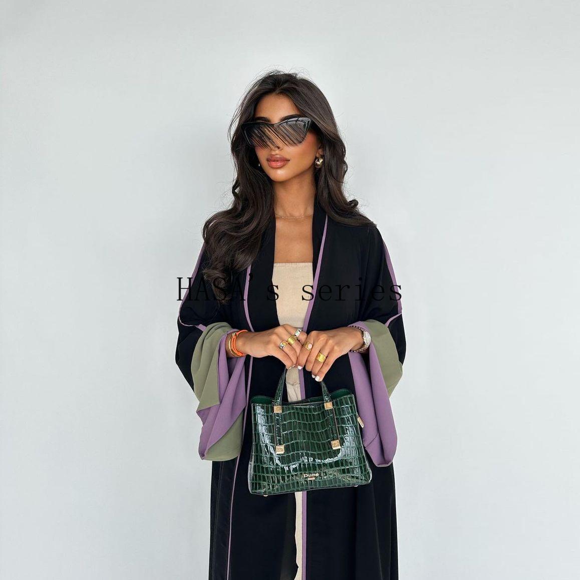 HS5089 Color-blocked Patchwork Long-sleeved Dress, A Stylish and Elegant Long Design.