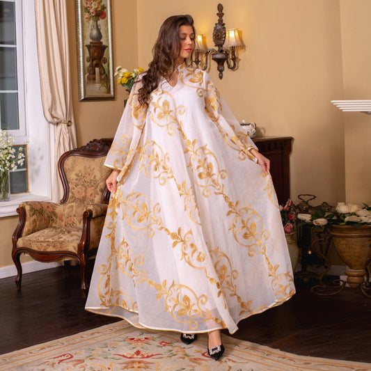 HA6650 Mesh Embroidered Maxi Dress - Elegant and Stylish