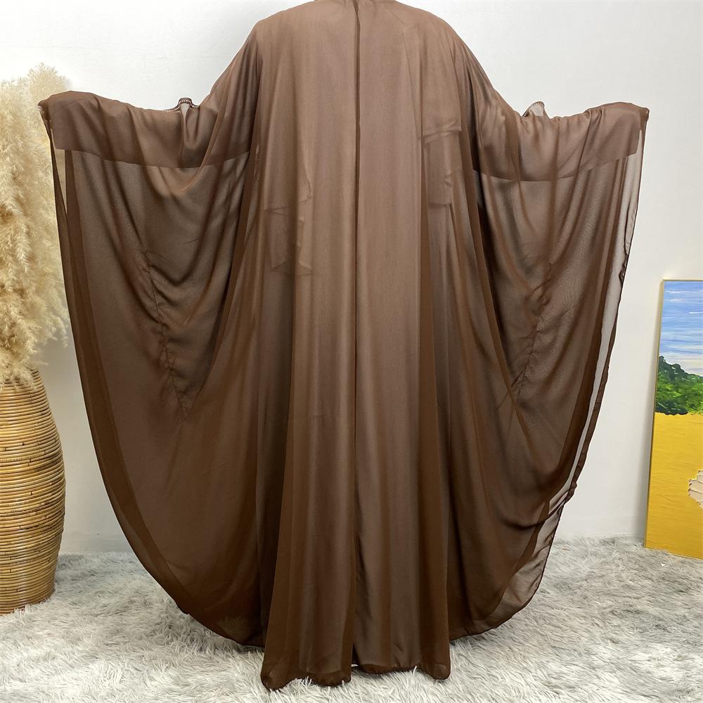 HAYA HAYA1085 Muslim Rhinestone Cardigan Dress