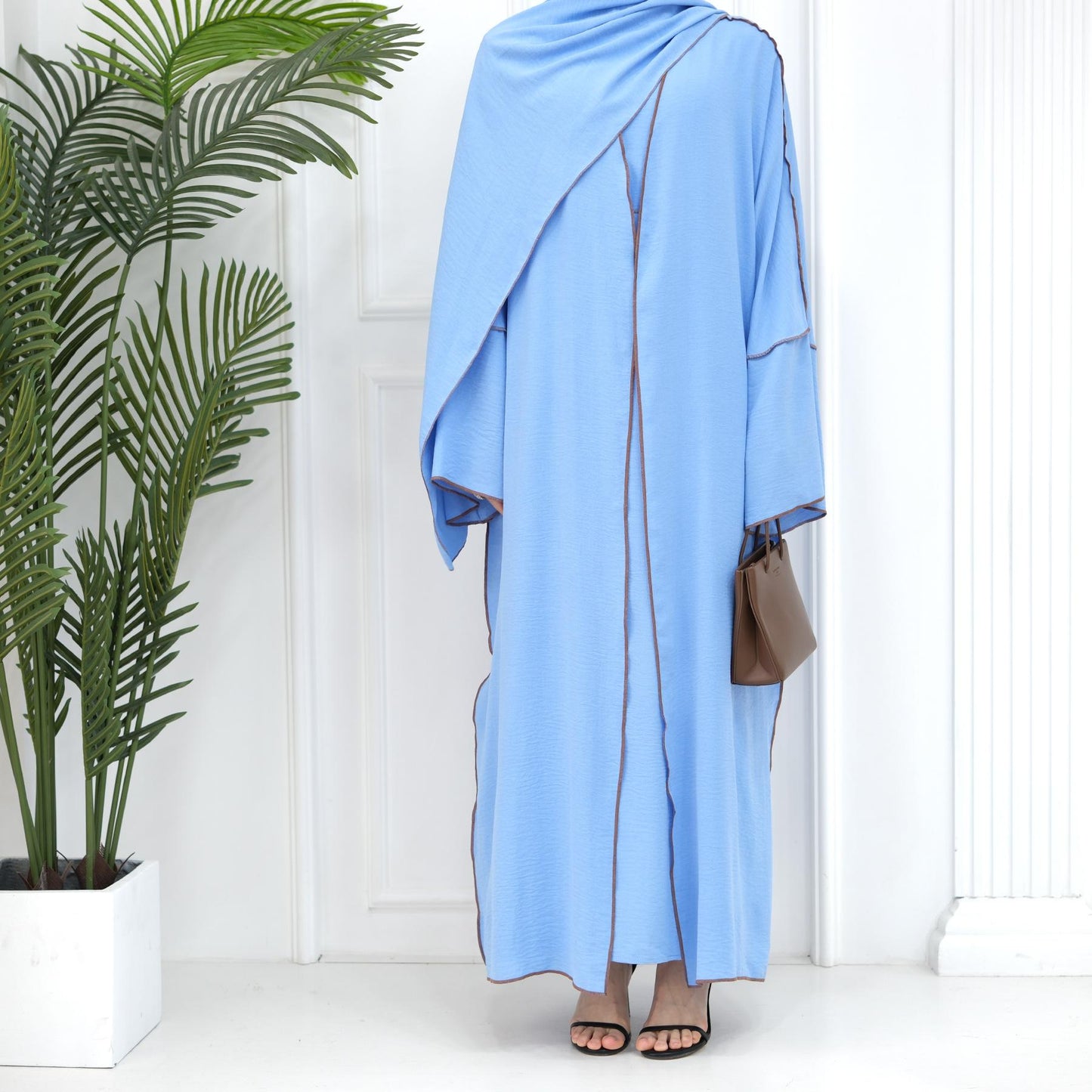 HAYA HA1095 3pcs Set Cardigan+without Sleeves Inner Dress+Hijab