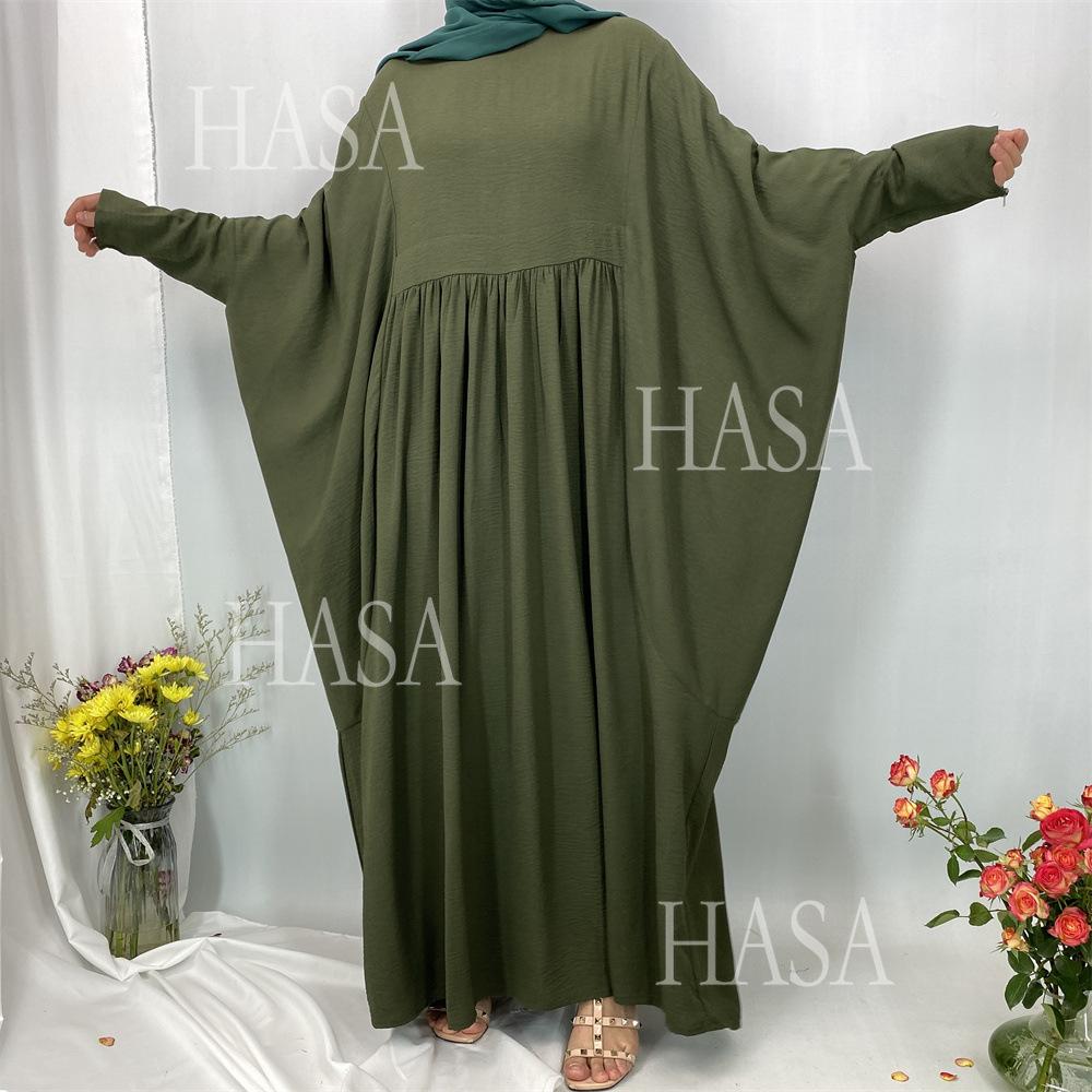 HA6586 Loose Turkish Pleated Dress, Fashionable Long Design