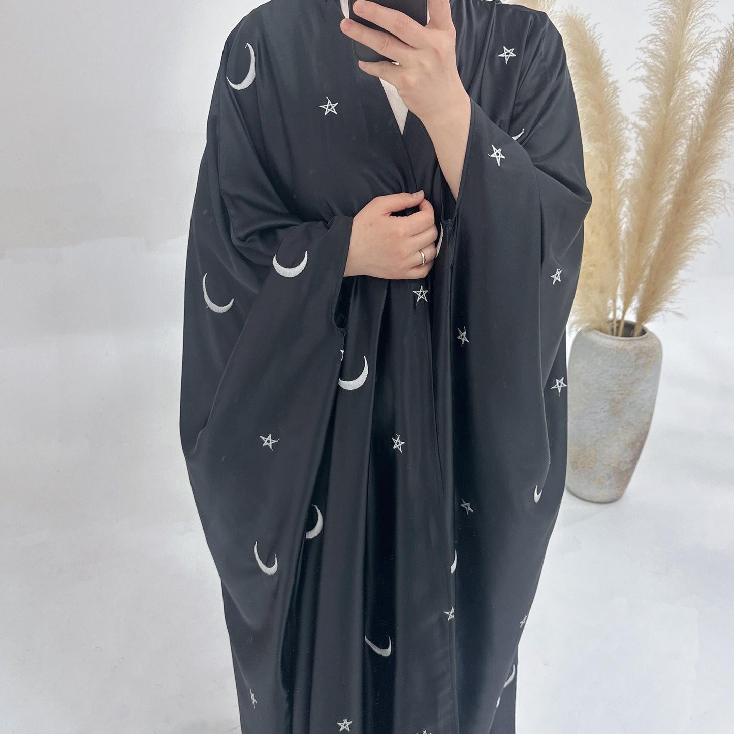 HAYA HA1171 Moon Embroidered Robe Kaftan Abaya