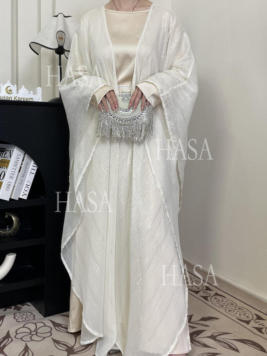 HA6571 Gold embellished long Abaya skirt set