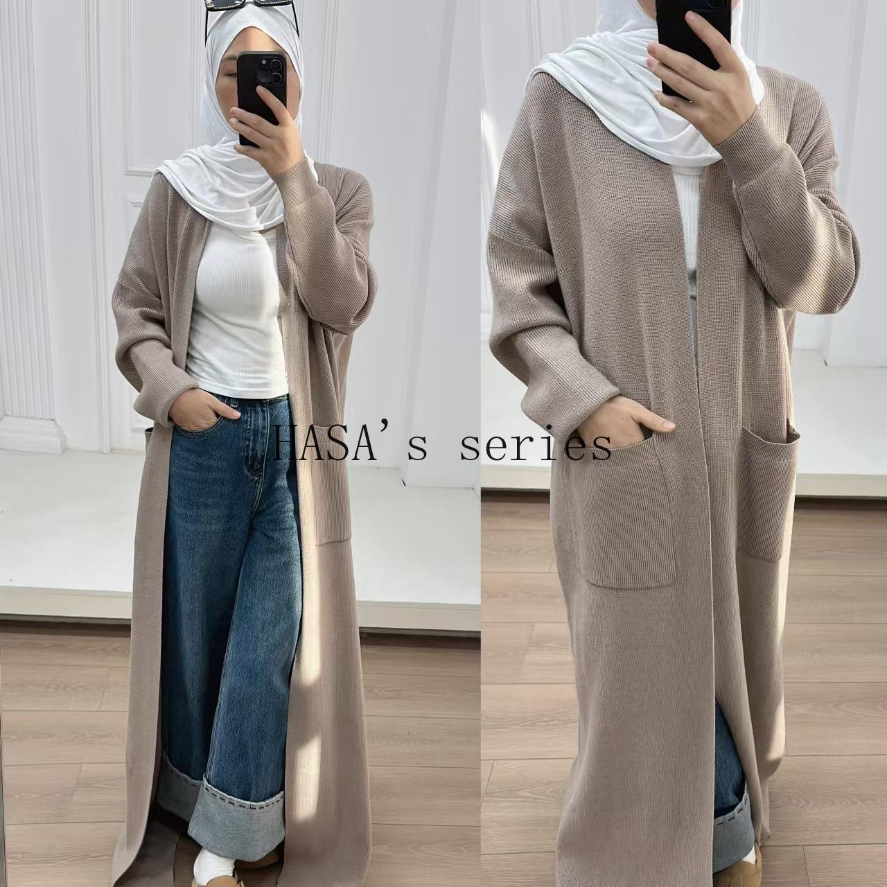 HA5439 Temperament Knitted Cardigan - Autumn and Winter Thick Loose Long Dress long  sleeve