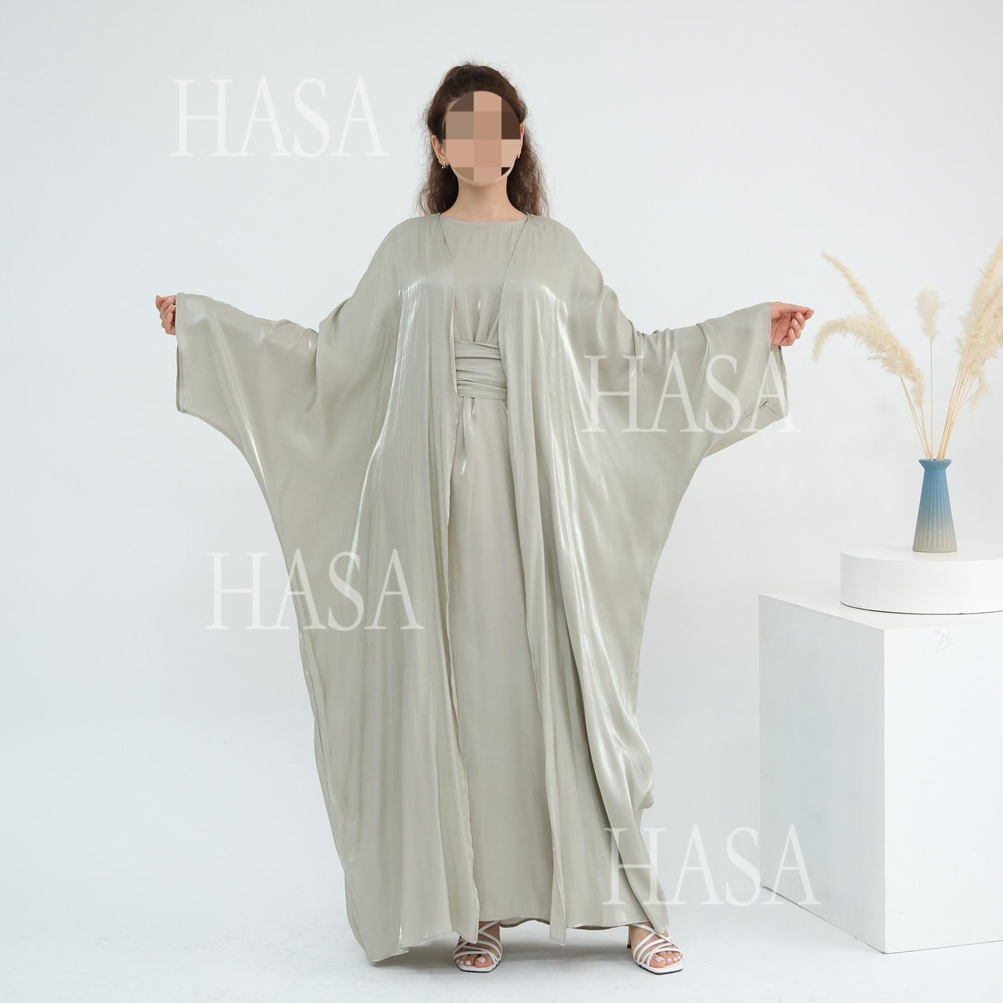 HA6530 Solid color simple two-piece long skirt suit