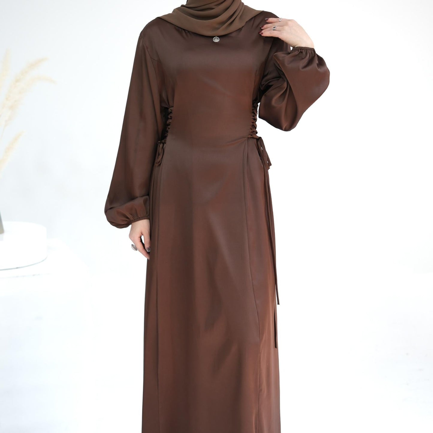 HAYA HAYA0991 Solid Color High-necked Slim Elegant Dress