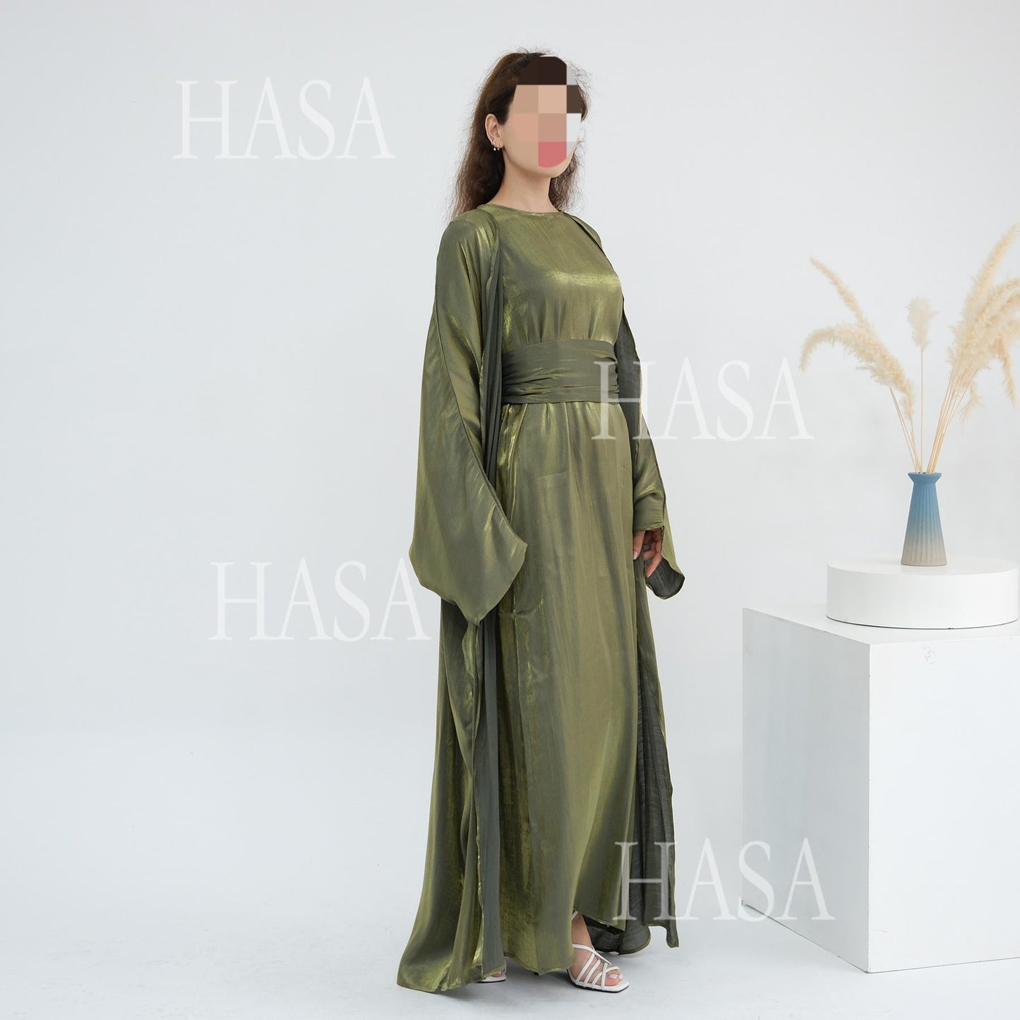 HA6530 Solid color simple two-piece long skirt suit