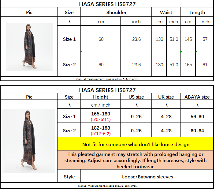 HS6727 Multicolor Printed Abaya with Traditional Motifs