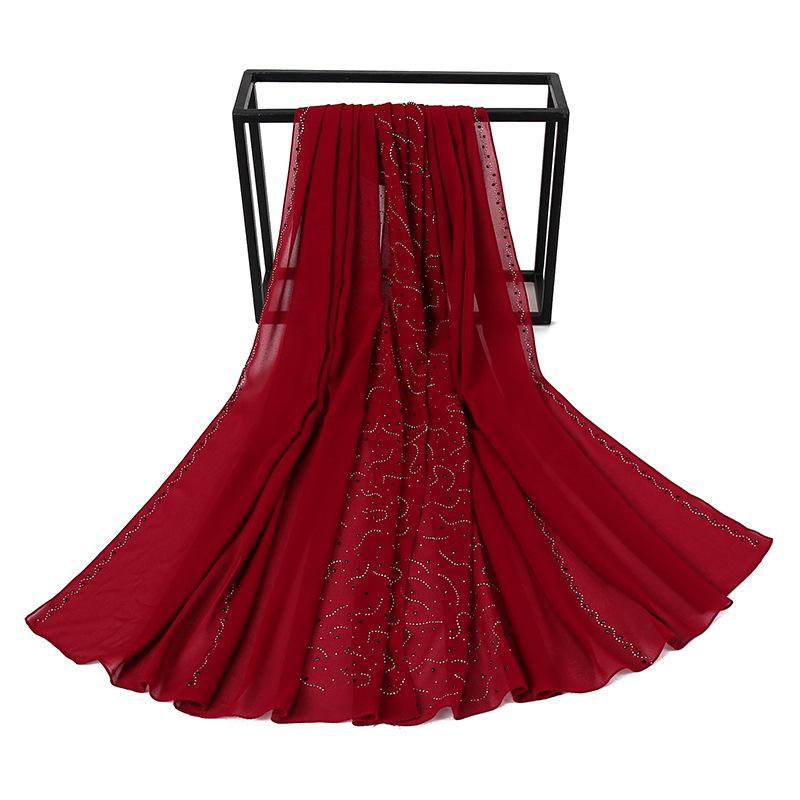 HAYA HA1127 Pearl Chiffon Rhinestone Headscarf