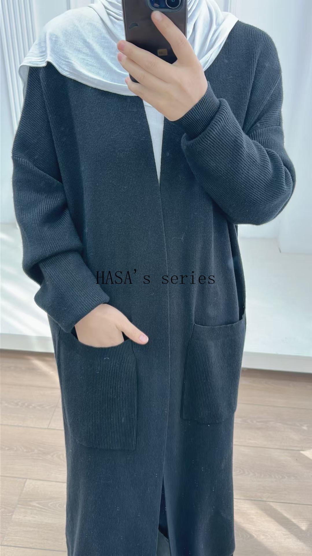 HA5439 Temperament Knitted Cardigan - Autumn and Winter Thick Loose Long Dress long  sleeve