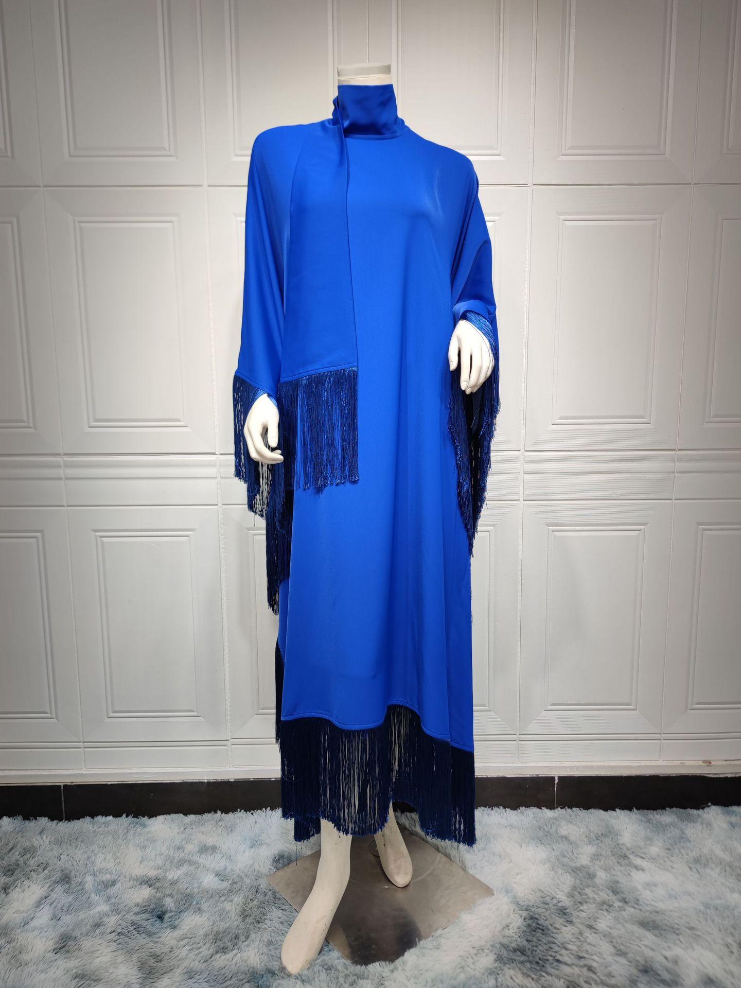 HAYA0467 Ladies Dolman Sleeve Tassel Kaftan High Fashion Dress modest party dress