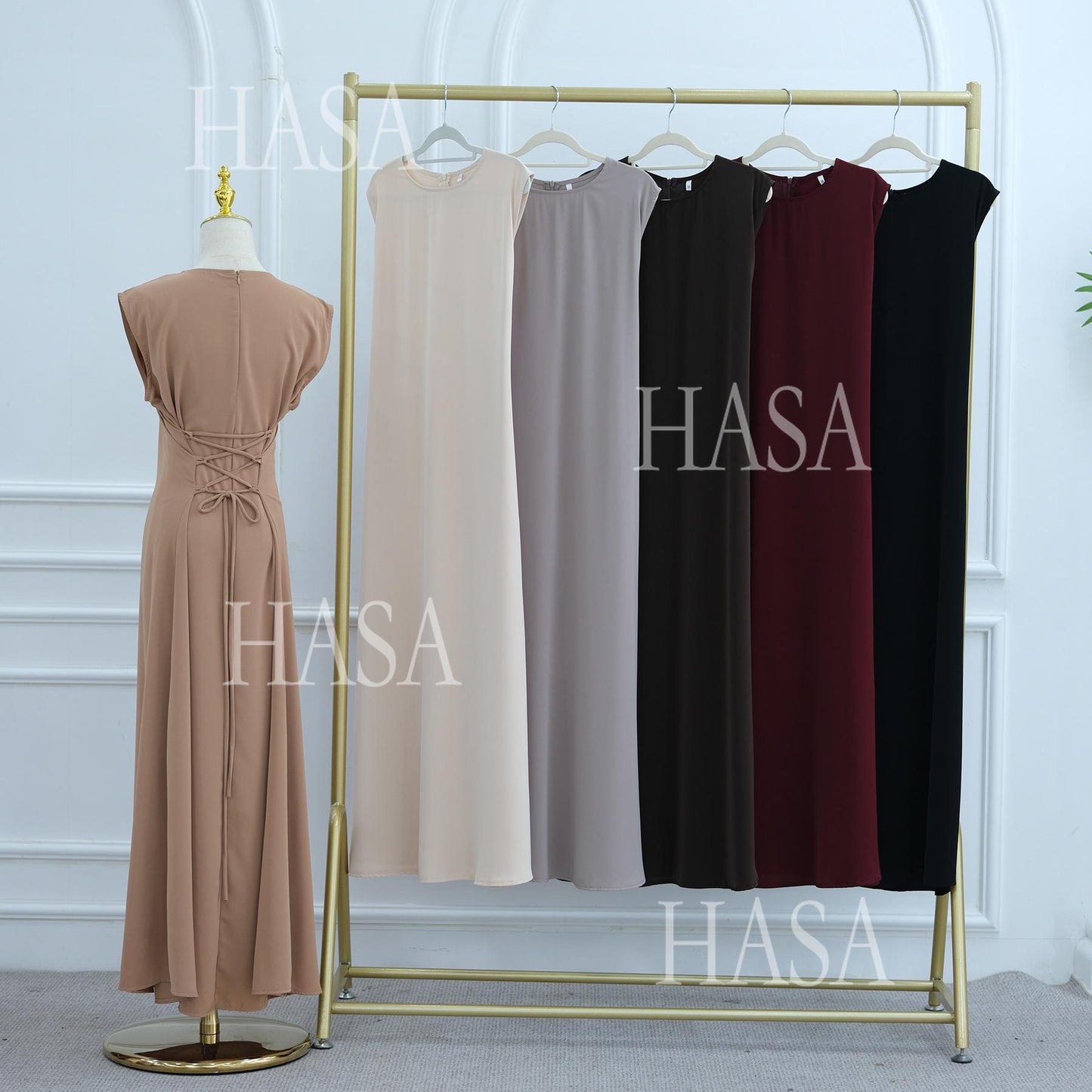 HA6470 Sleeveless Long Dress with Adjustable Back Lacing