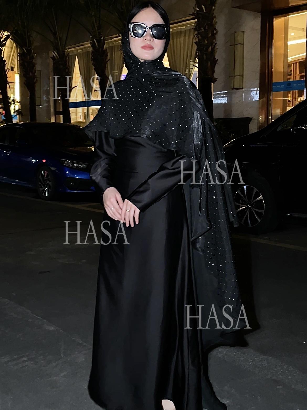 HA6477 Shiny robe two-piece set with rhinestone shawl decoration