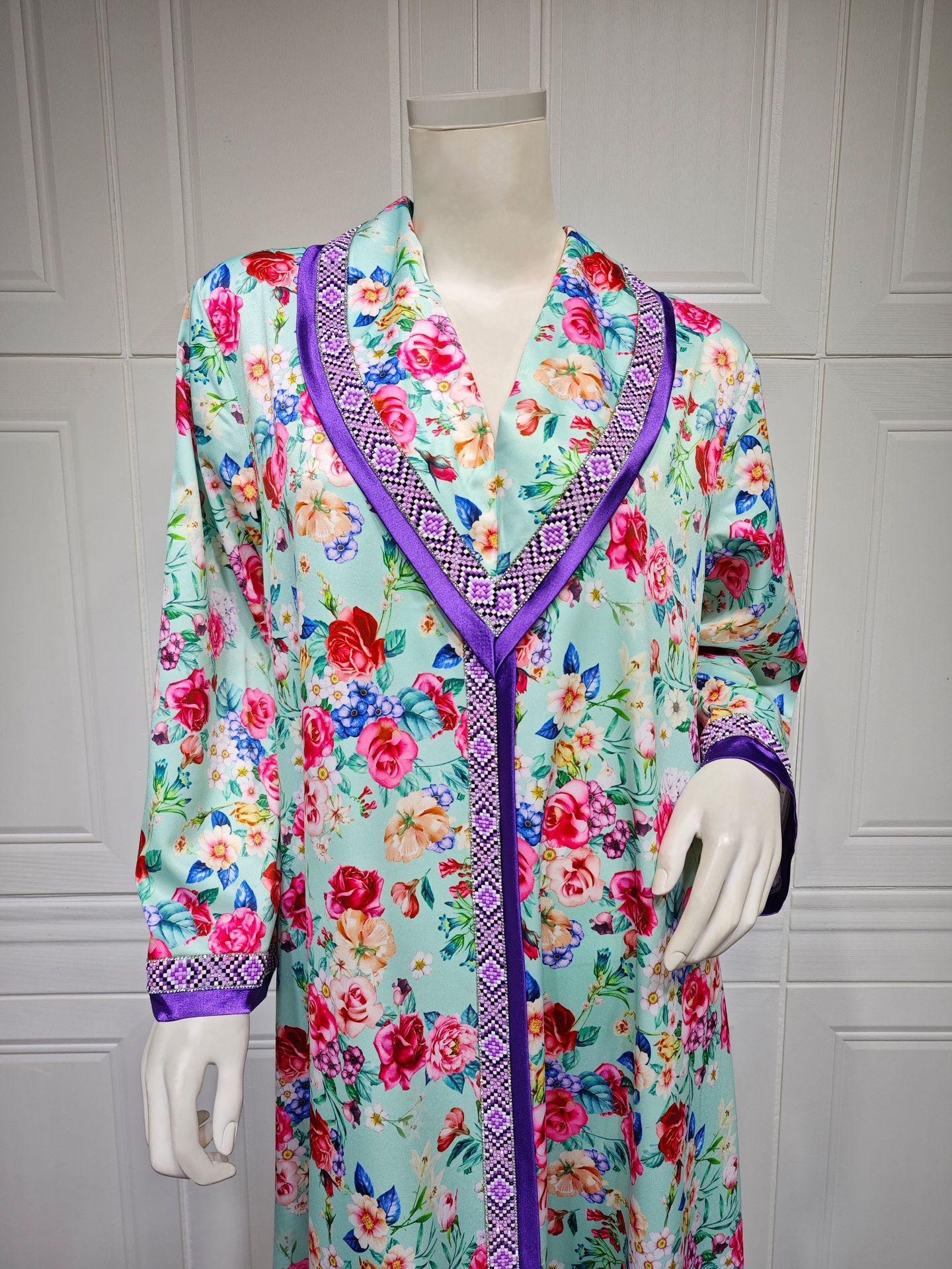HAYA HAYA1079 Fashion Printed Hot Diamond Dress
