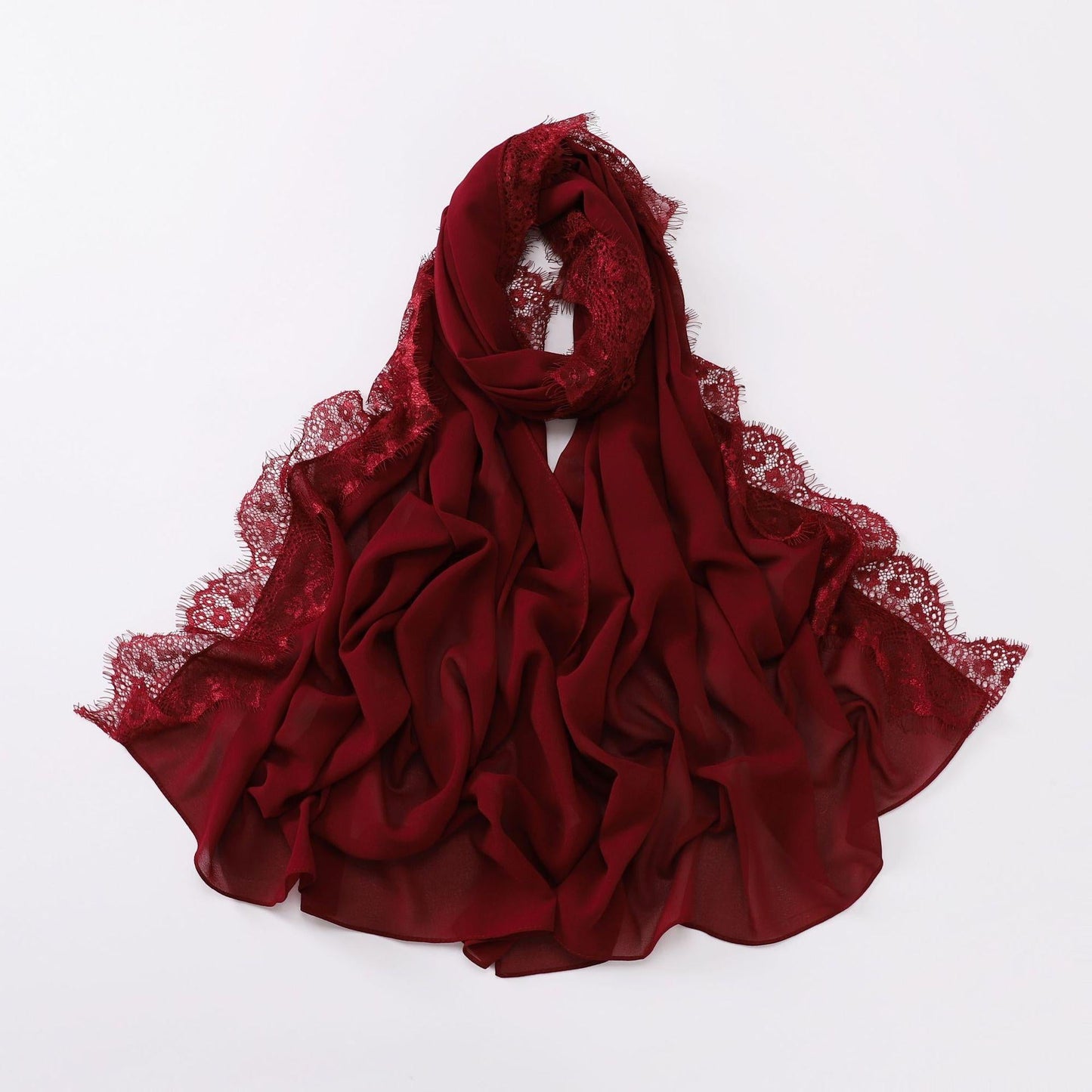 HAYA HA1119 Chiffon Lace Edge Headband Hijab