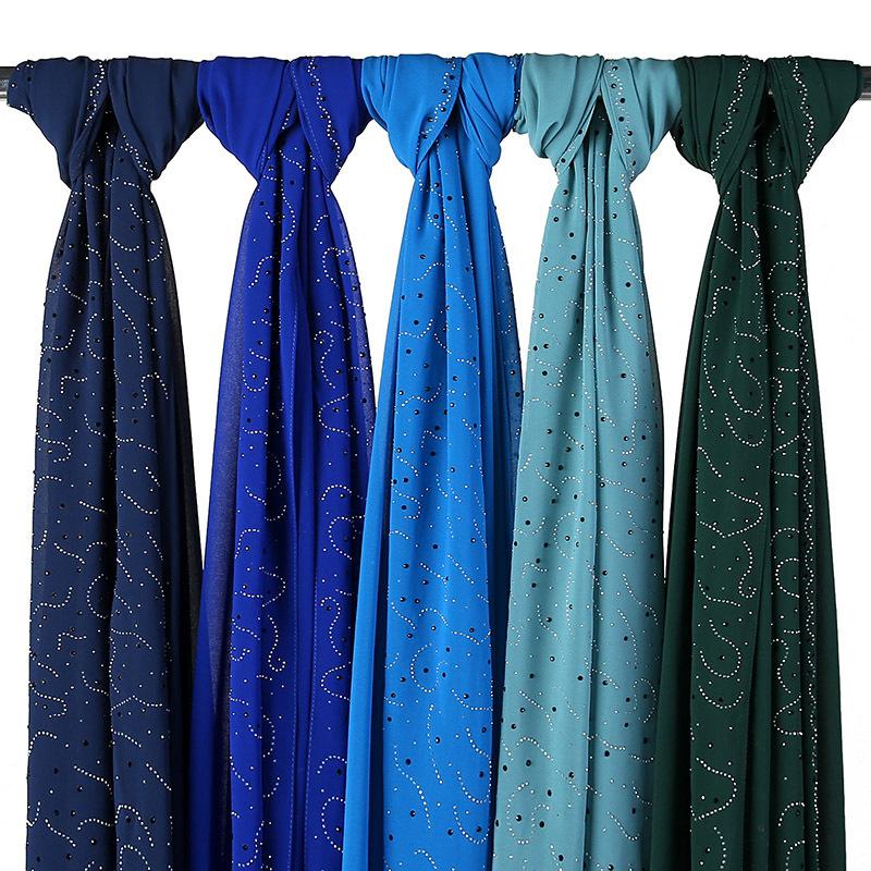 HAYA HA1127 Pearl Chiffon Rhinestone Headscarf
