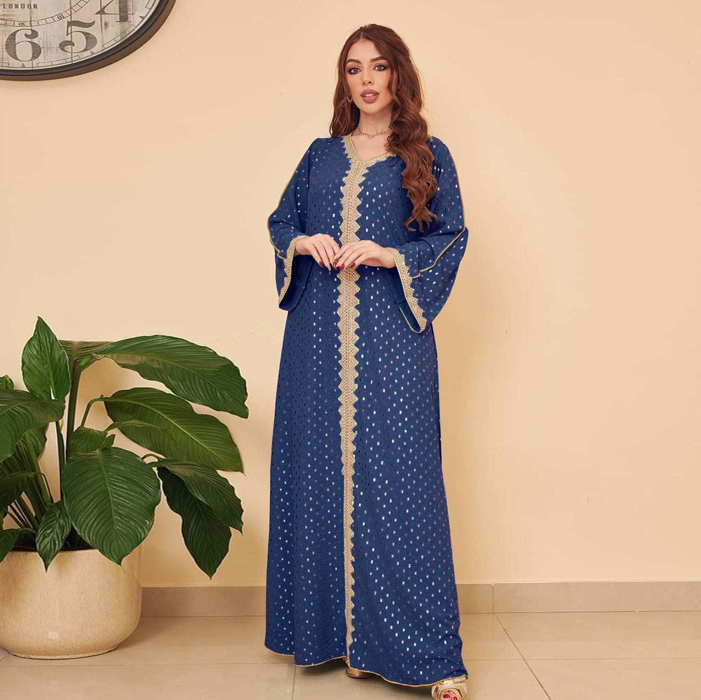 HAYA0442 Middle East Women's Clothing New Bronzing Muslim Dubai Robe