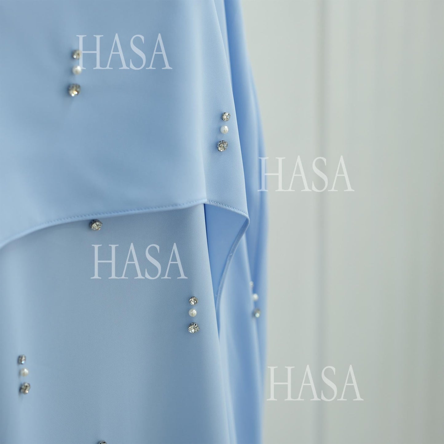 HA6505 Solid color beaded long dress with fake two-piece design