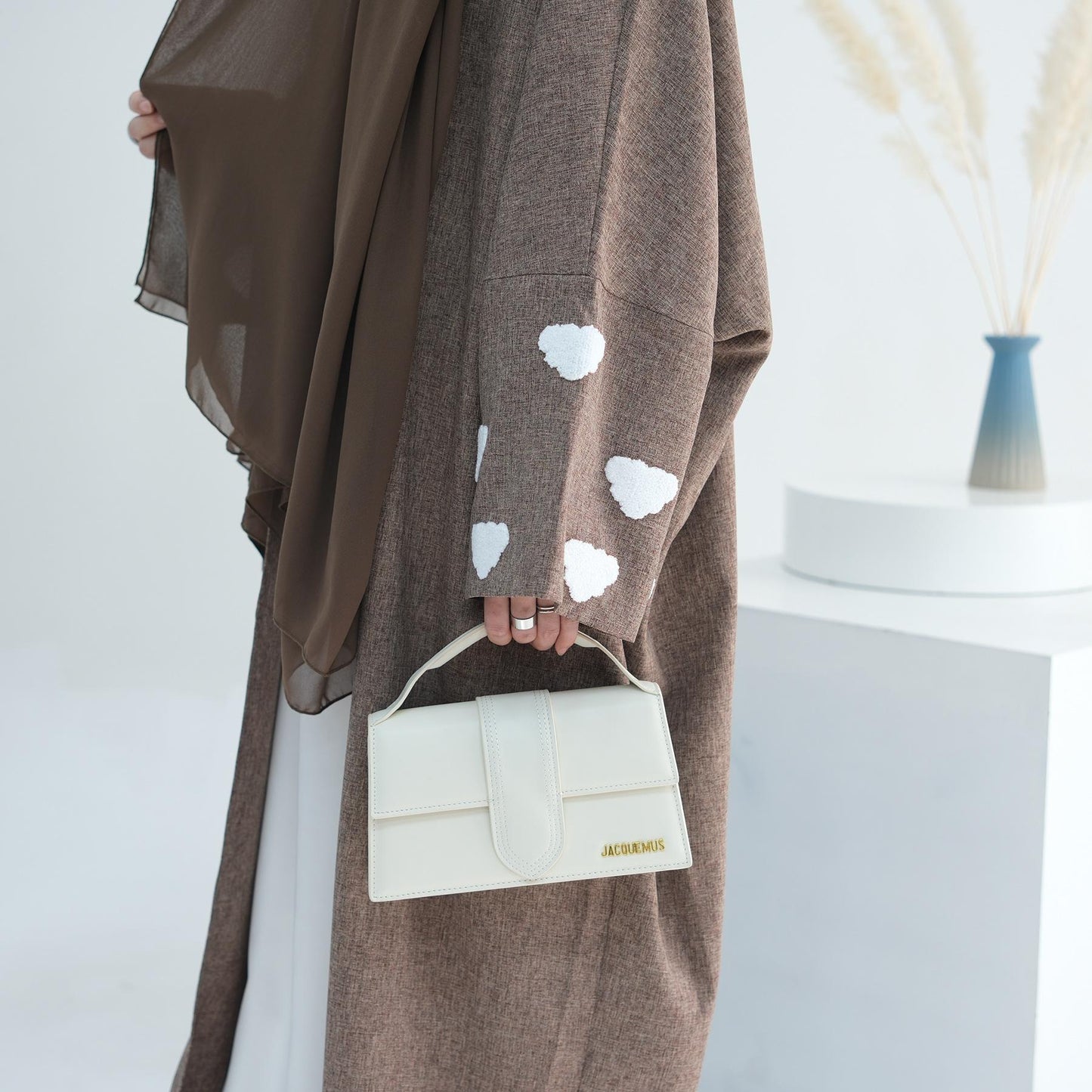 HAYA HAYA0992 Cloud Embroidered Elegant Cardigan Robe